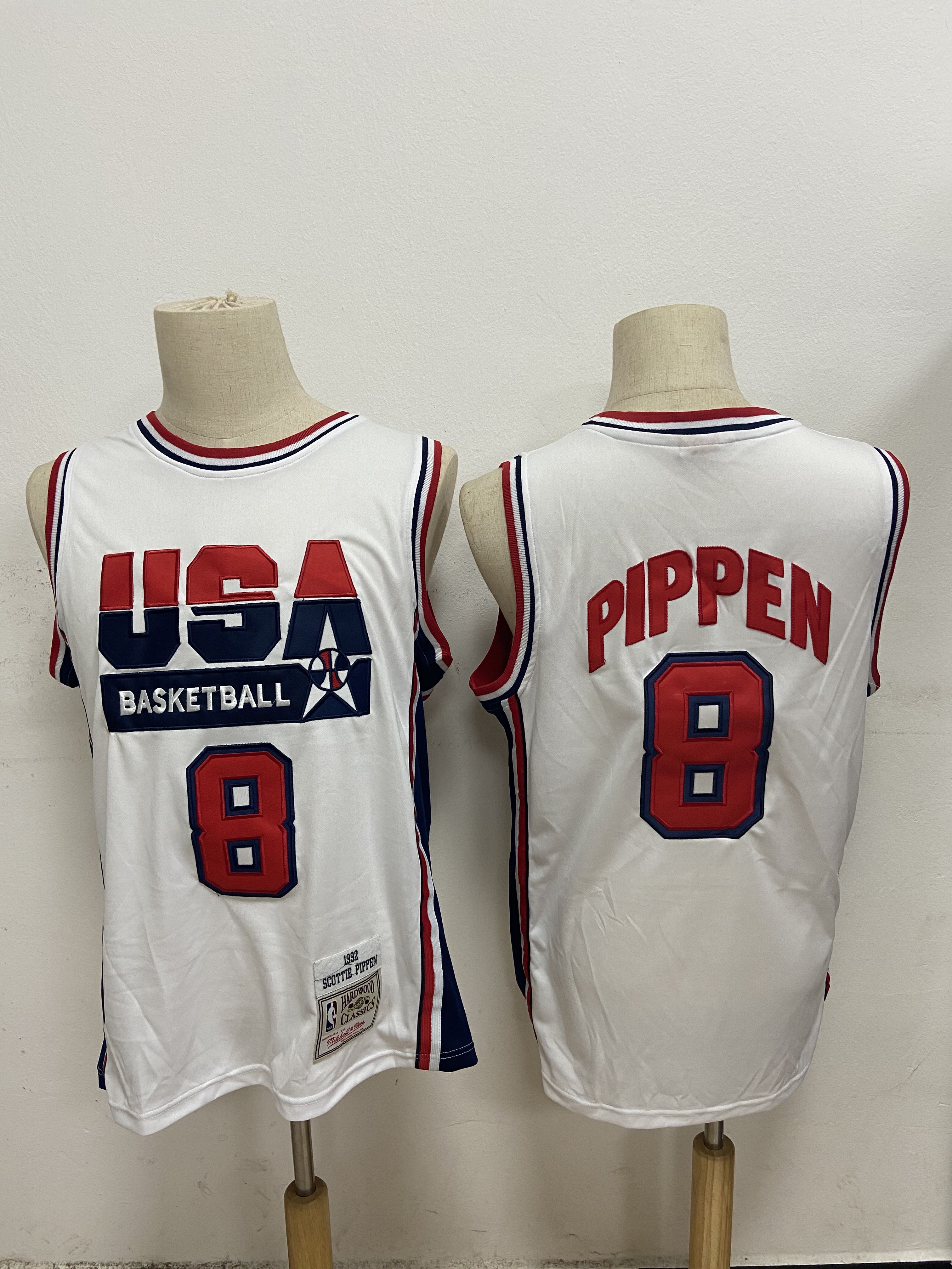 Men USA Basketball 8 Pippen White Stitched Throwback NBA Jersey